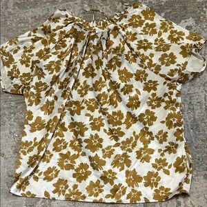 THML Gold and Cream Floral Blouse